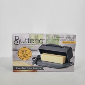 Butterie Flip-Top Butter Dish with Spreader Charcoal Gray BPA-Free Shatterproof